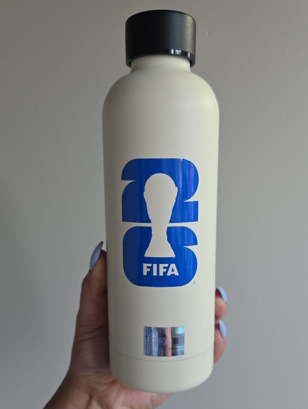 FIFA Cream Stainless Water Bottle with Blue Logo 24 OZ
